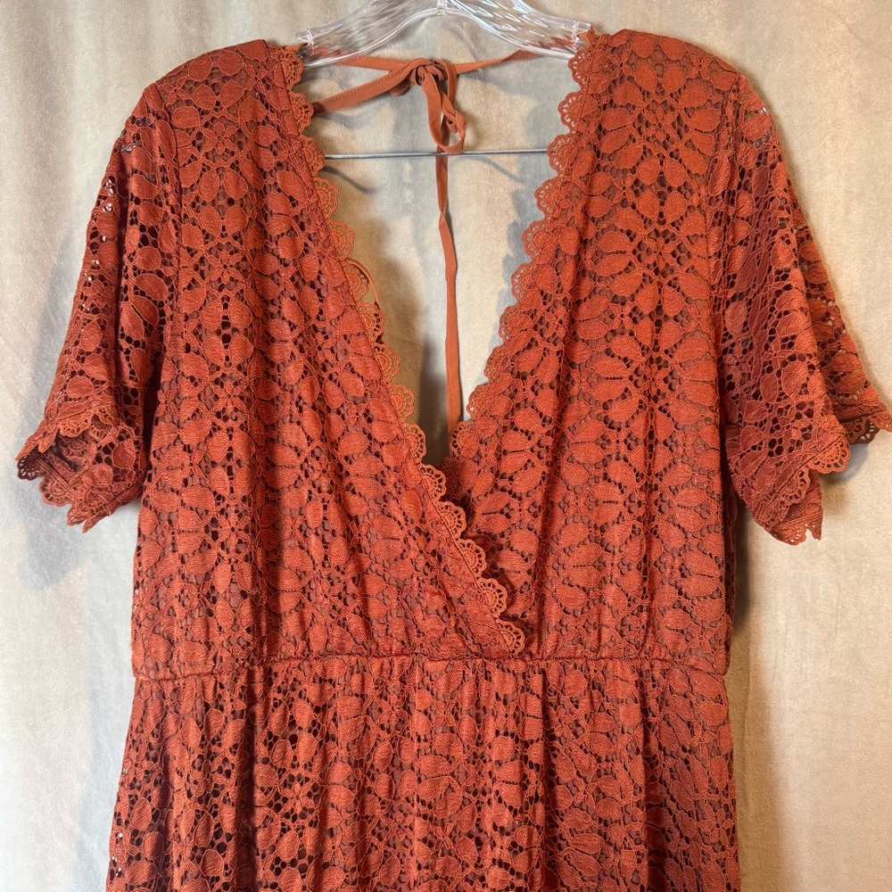 Baltic Born Terracotta Lace Maxi Dress Warm brown Orange Boho NWT XXL - Picture 4 of 12